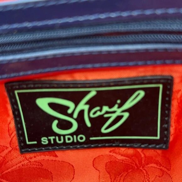 Sharif Floral Floral Shoulder Bag with Black  Patent Trim - EUC - Picture 8 of 11